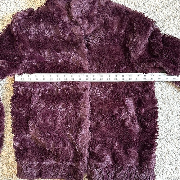 Anthropologie Sanctuary Mock Neck Shiraz (Purple) Faux Fur Teddy Jacket Sz M - Picture 10 of 11